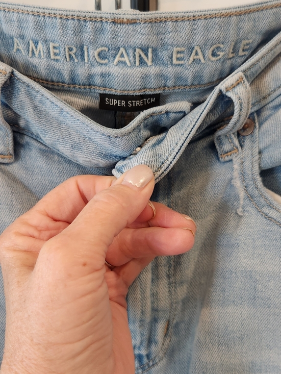 American Eagle Outfitters Light Blue Distressed Wide-Leg Jeans - Picture 2 of 5